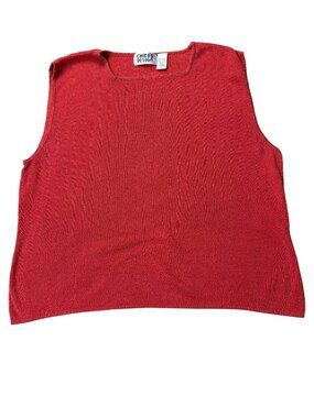 Chicos Design Red Sleeveless Knit Top Size XL Linen Blend